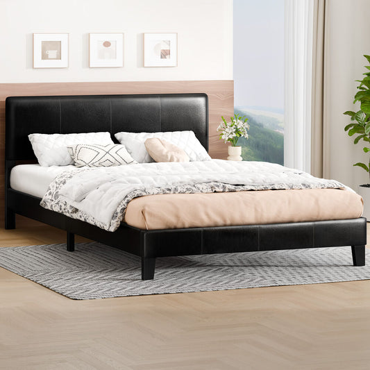 ALFORDSON Bed Frame King Size Mattress Base Platform Leather Black Linus