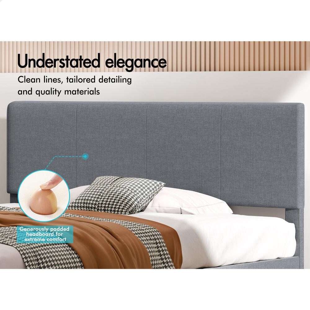 ALFORDSON Bed Frame King Single Mattress Base Platform Fabric Grey Linus
