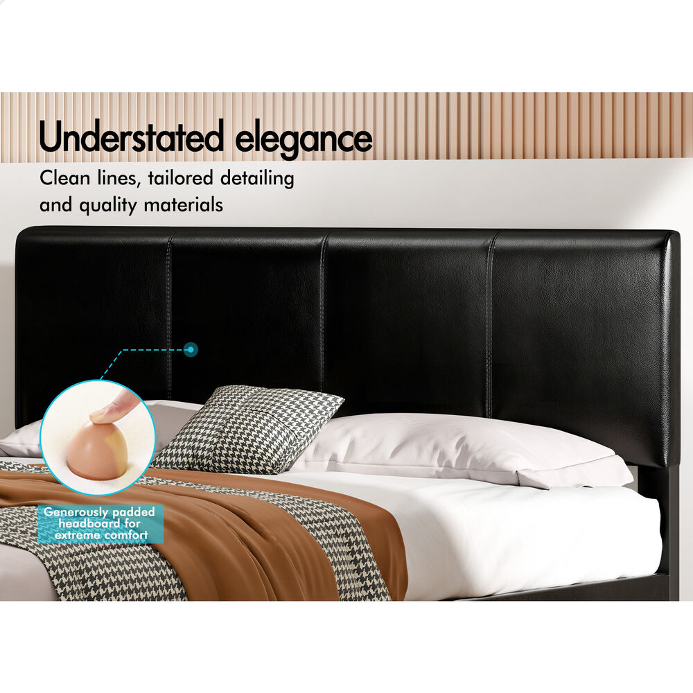 ALFORDSON Bed Frame Queen Size Mattress Base Platform Leather Black Linus