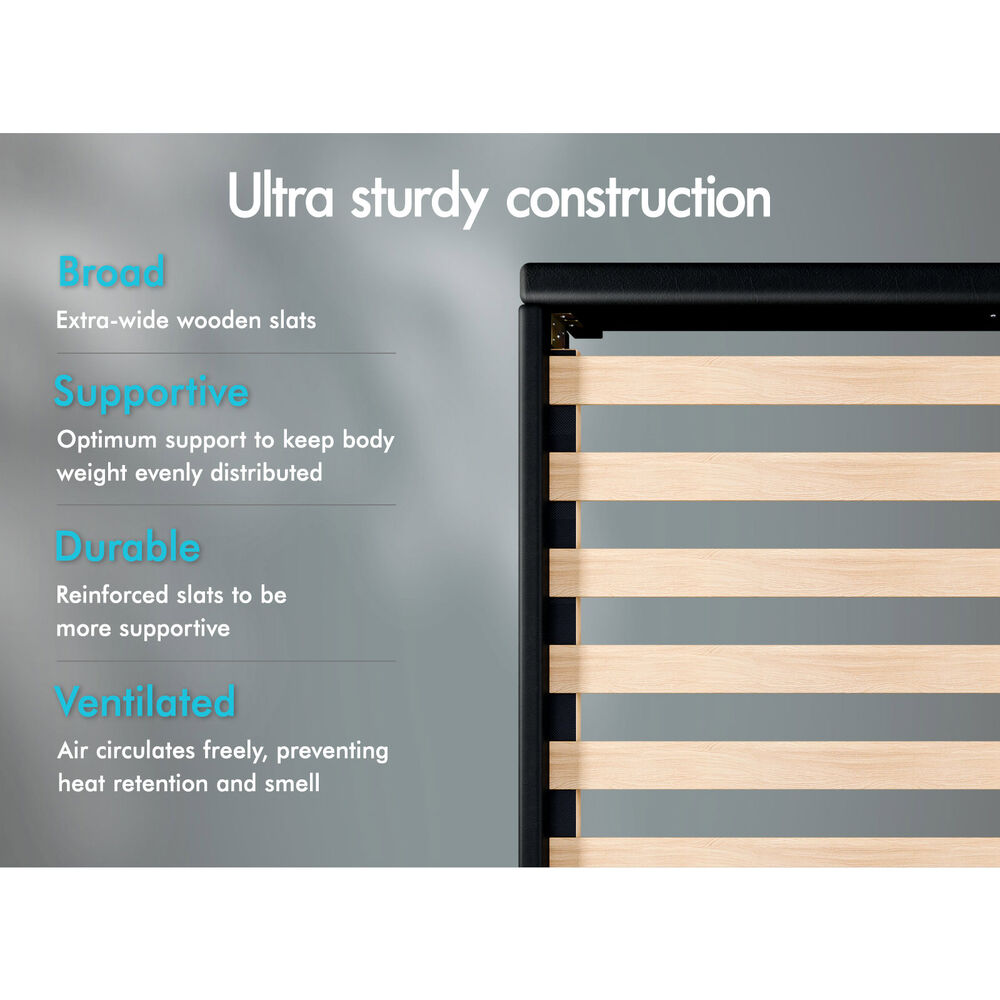 ALFORDSON Bed Frame Single Size Mattress Base Platform Leather Black Linus