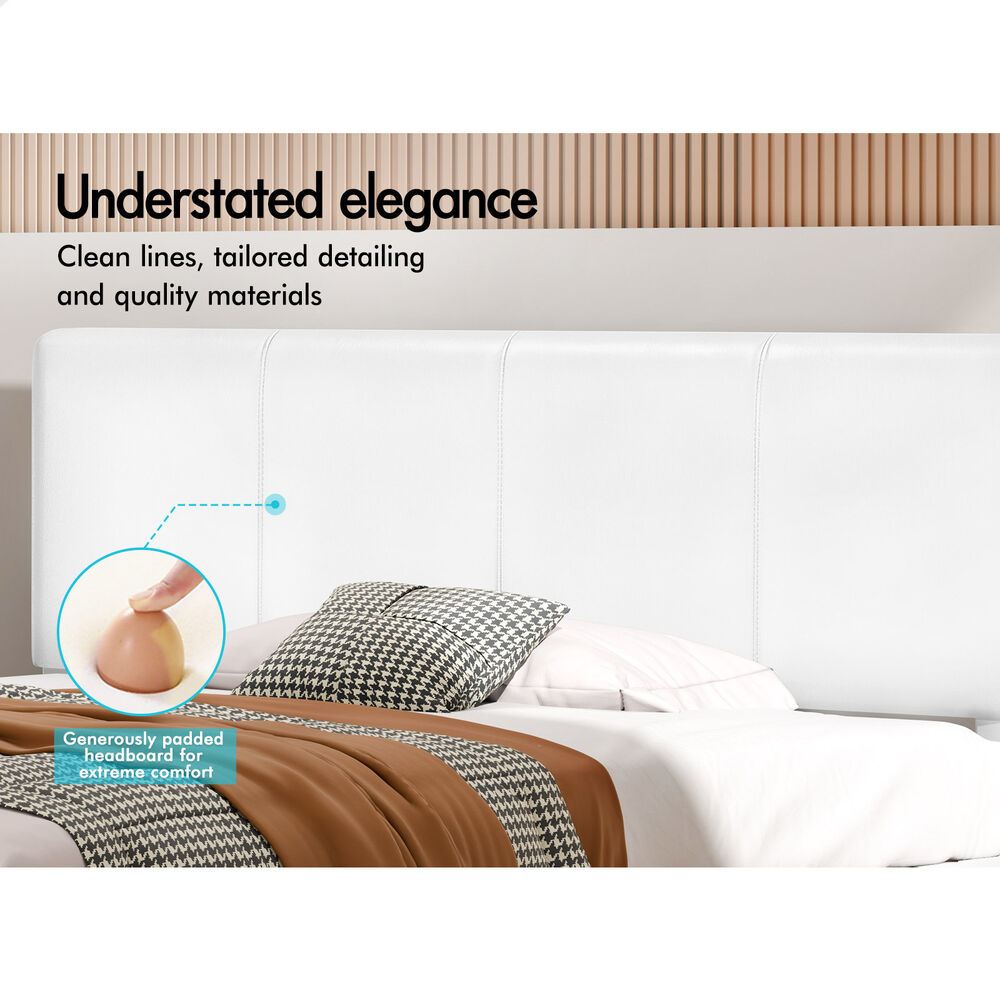 ALFORDSON Bed Frame Single Size Mattress Base Platform Leather White Linus