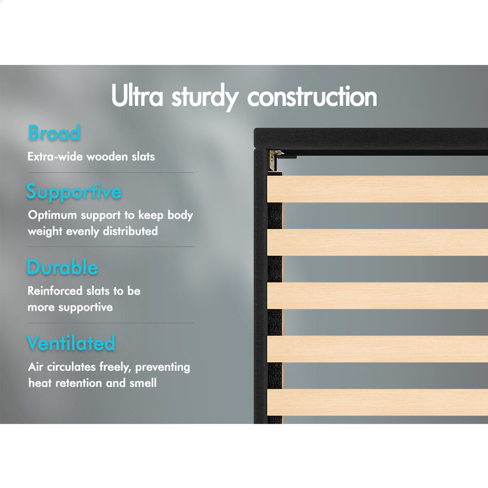 ALFORDSON Bed Frame Double Size Tufted Headboard Modern Fabric Charcoal Meduna