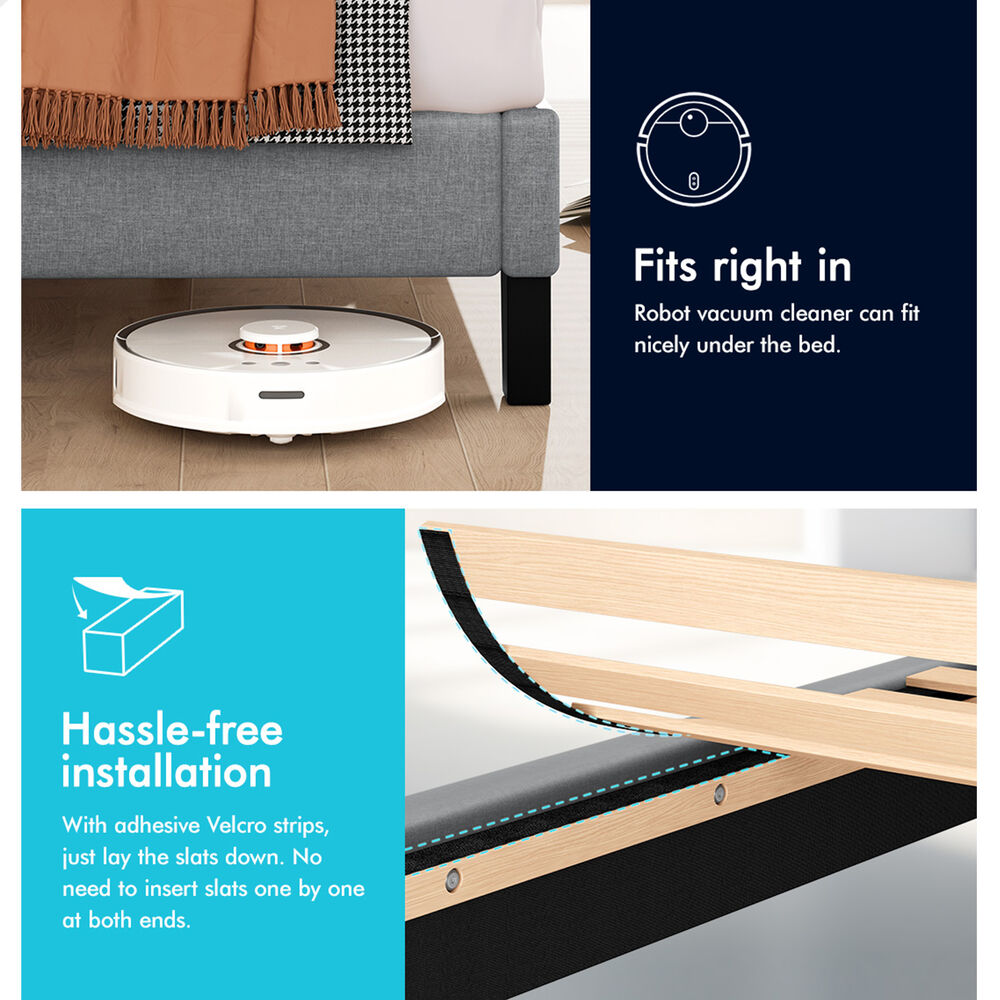 ALFORDSON Bed Frame King Size Tufted Headboard Modern Fabric Grey Meduna