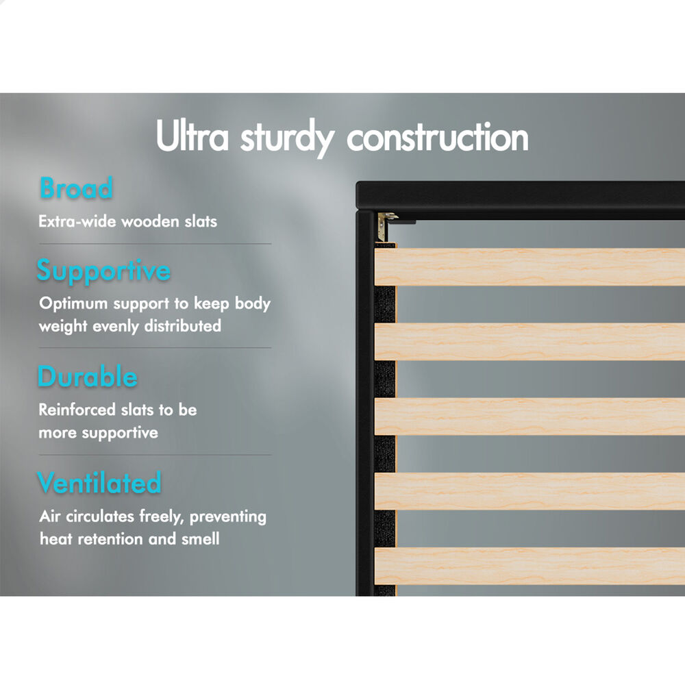 ALFORDSON Bed Frame King Single Tufted Headboard Modern Leather Black Meduna