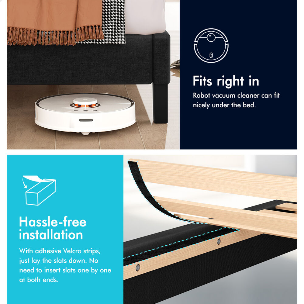 ALFORDSON Bed Frame Single Size Tufted Headboard Modern Fabric Charcoal Meduna