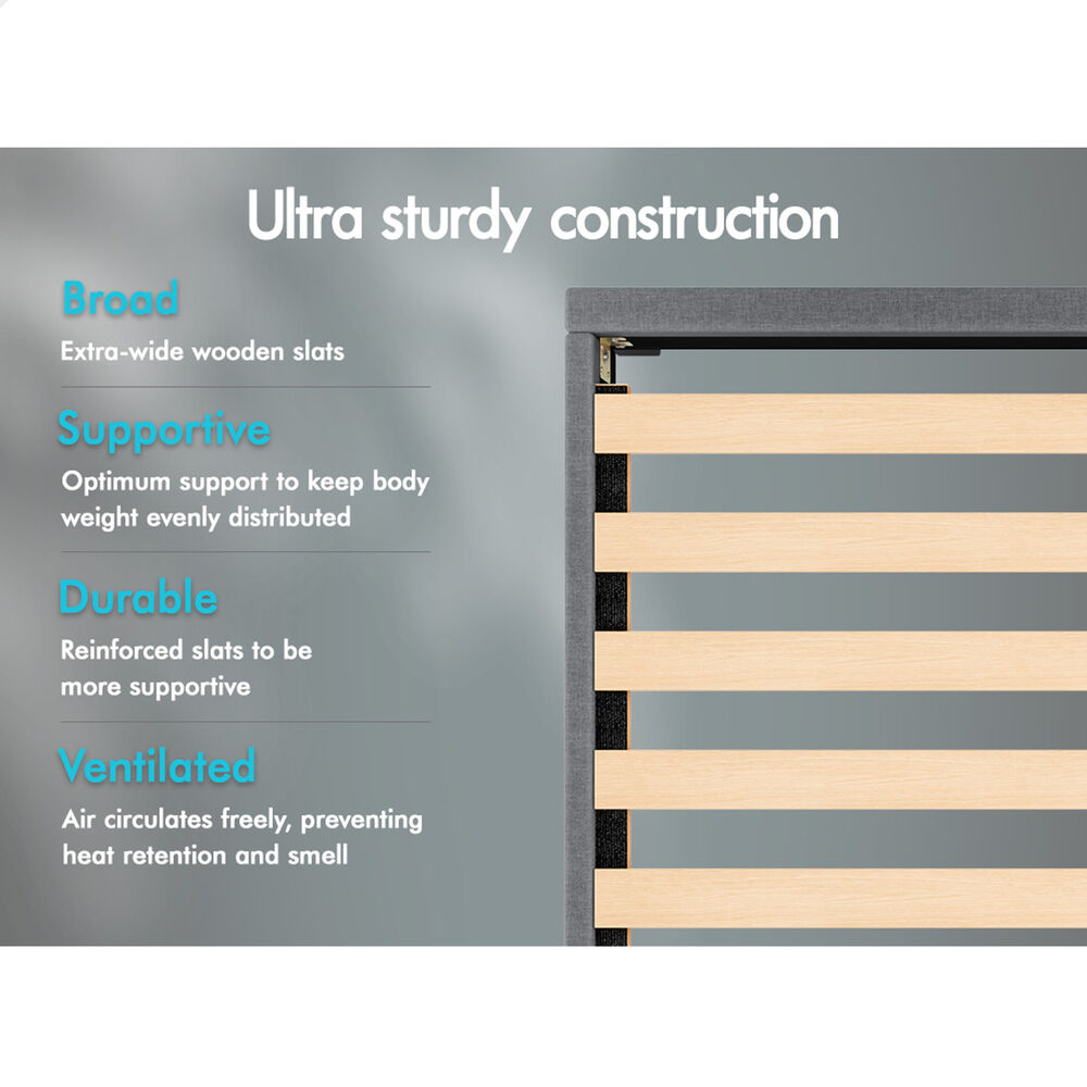 ALFORDSON Bed Frame Single Size Tufted Headboard Modern Fabric Grey Meduna