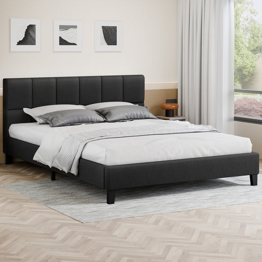 ALFORDSON Bed Frame Double Size Wooden Platform Mattress Base Fabric Charcoal