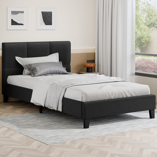 ALFORDSON Bed Frame King Single Wooden Platform Mattress Base Fabric Charcoal