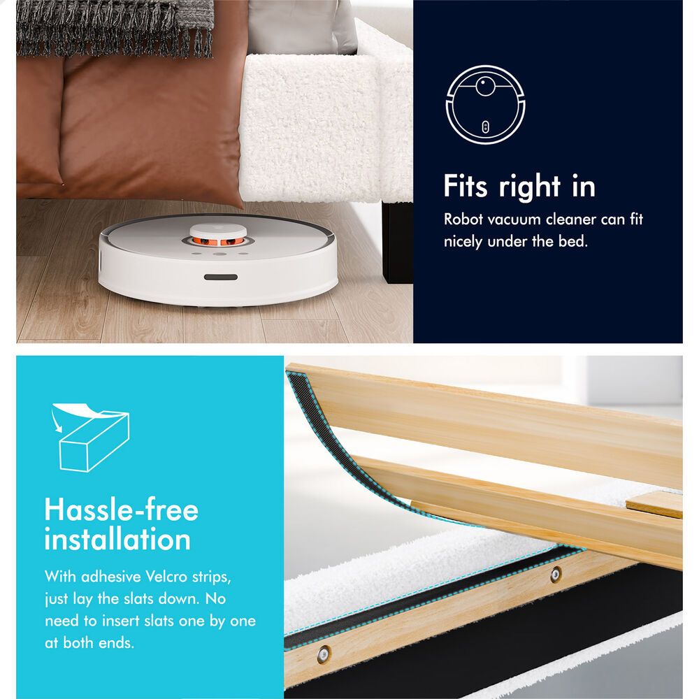 ALFORDSON Bed Frame Double Size Wooden Slats Platform Boucle White Paula