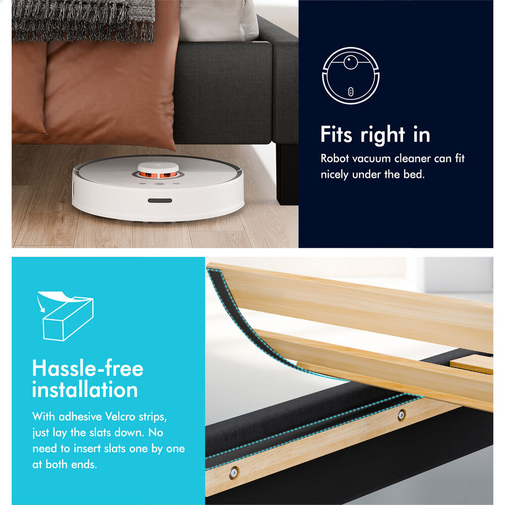 ALFORDSON Bed Frame King Size Wooden Slats Platform Fabric Charcoal Paula