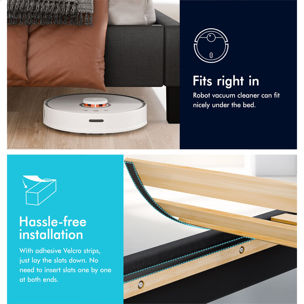 ALFORDSON Bed Frame King Single Wooden Slats Platform Fabric Charcoal Paula