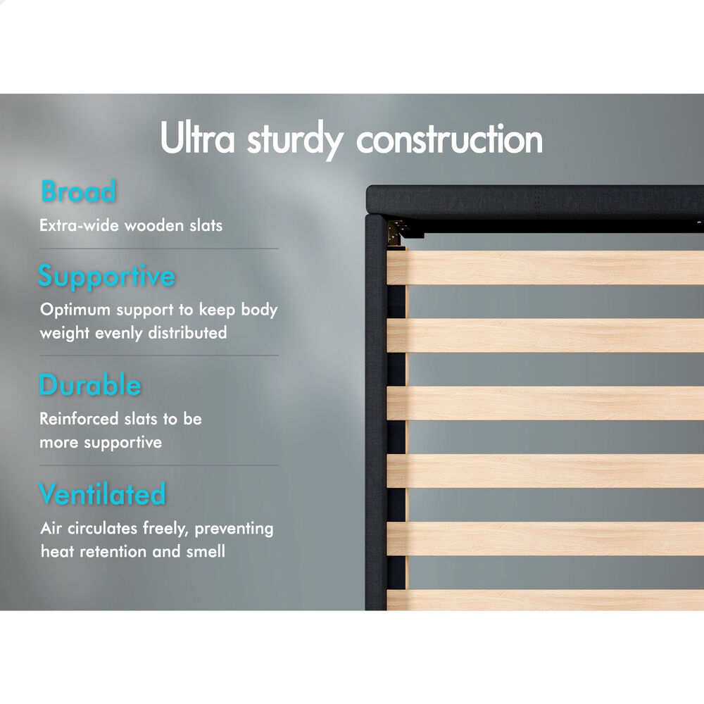 ALFORDSON Bed Frame King Single Wooden Slats Platform Fabric Charcoal Paula