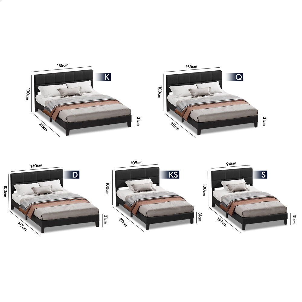 ALFORDSON Bed Frame Queen Size Wooden Slats Platform Fabric Charcoal Paula