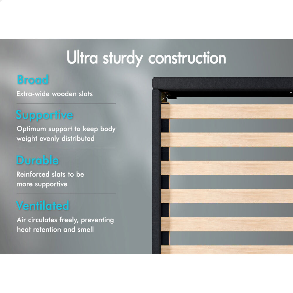 ALFORDSON Bed Frame Queen Size Wooden Slats Platform Fabric Charcoal Paula