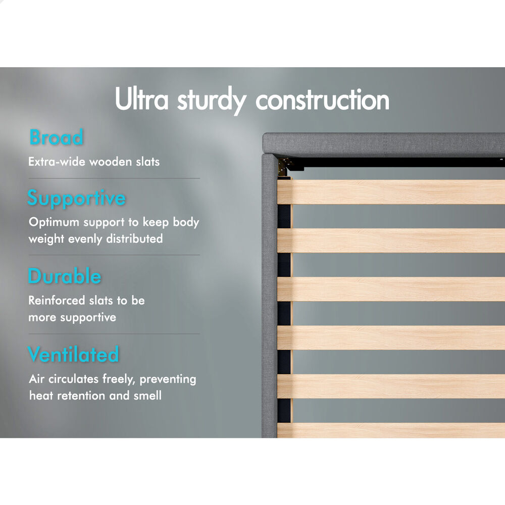 ALFORDSON Bed Frame Queen Size Wooden Slats Platform Fabric Grey Paula