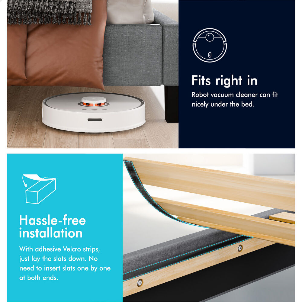 ALFORDSON Bed Frame Queen Size Wooden Slats Platform Fabric Grey Paula