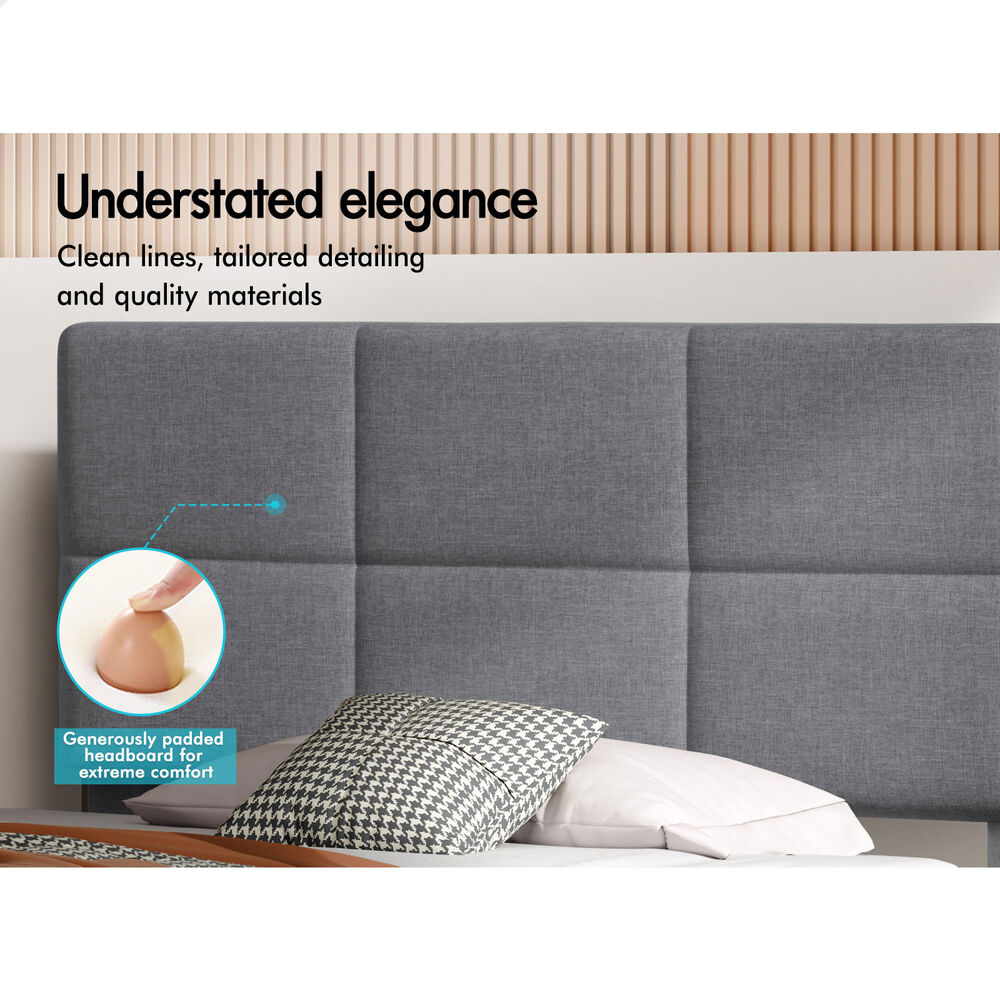 ALFORDSON Bed Frame Single Size Wooden Slats Platform Fabric Grey Paula