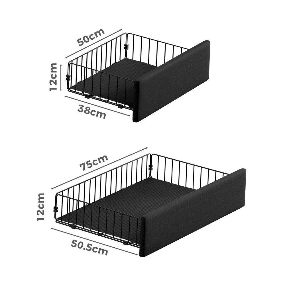 ALFORDSON Bed Frame Double Size 4 Storage Drawers Adjustable Headboard Charcoal