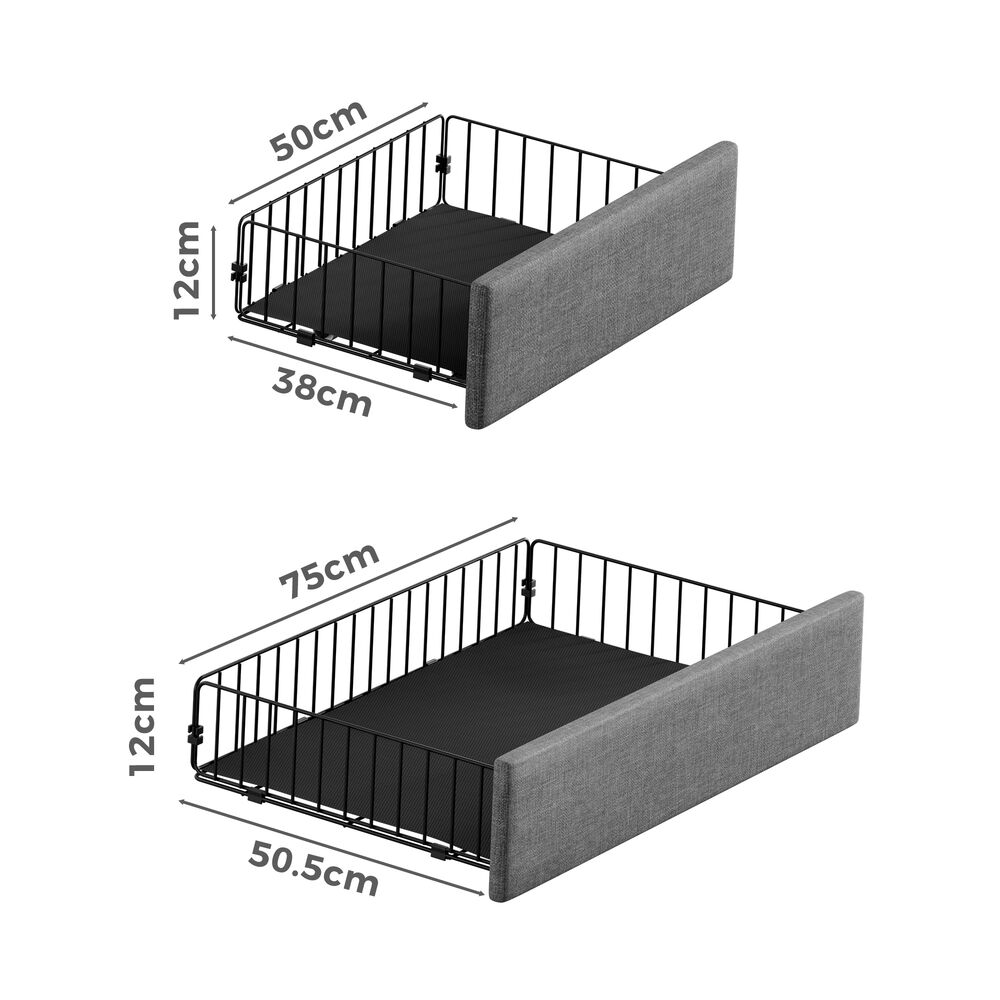 ALFORDSON Bed Frame Queen Size 4 Storage Drawers Adjustable Headboard Grey