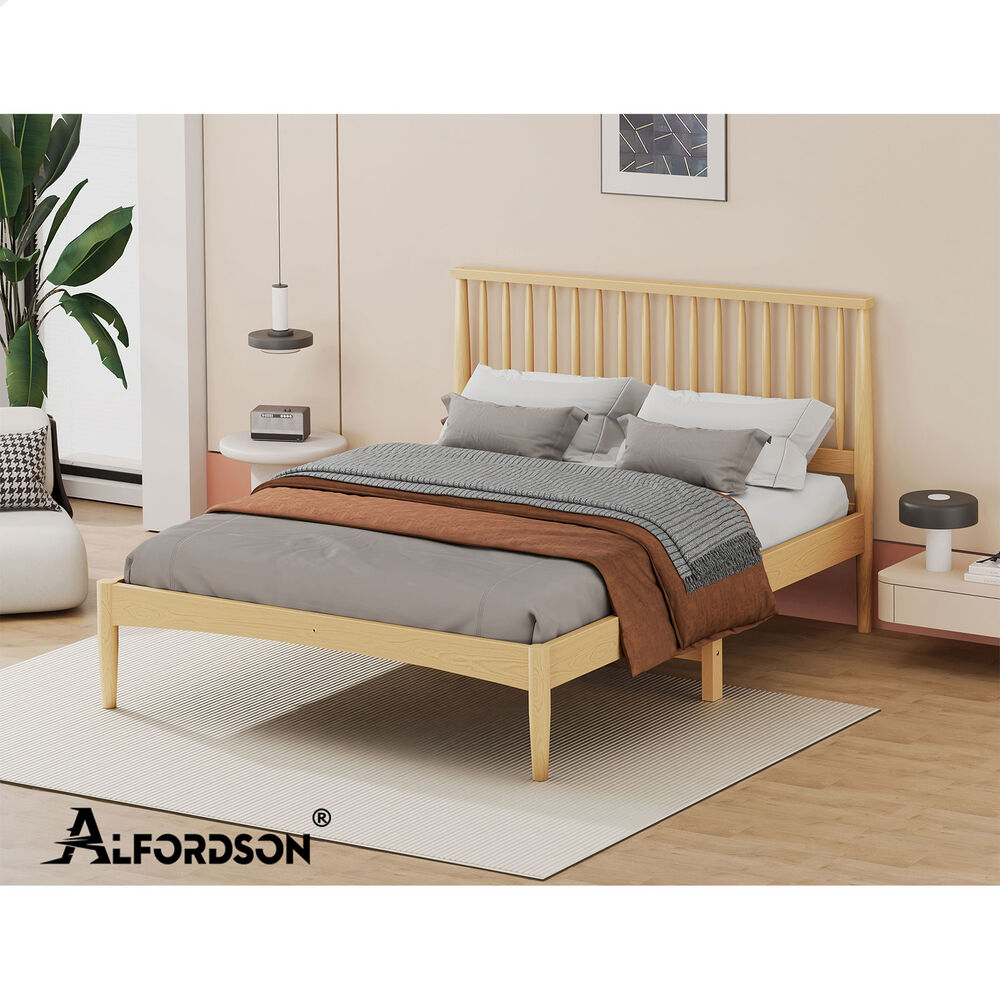 ALFORDSON Bed Frame Wooden Queen Size Timber Base Foundation Oak CAELUS