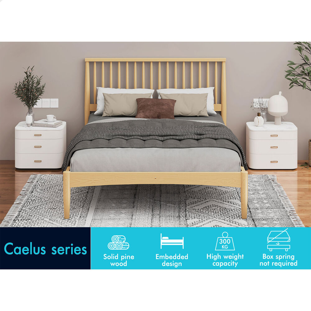 ALFORDSON Bed Frame Wooden Queen Size Timber Base Foundation Oak CAELUS