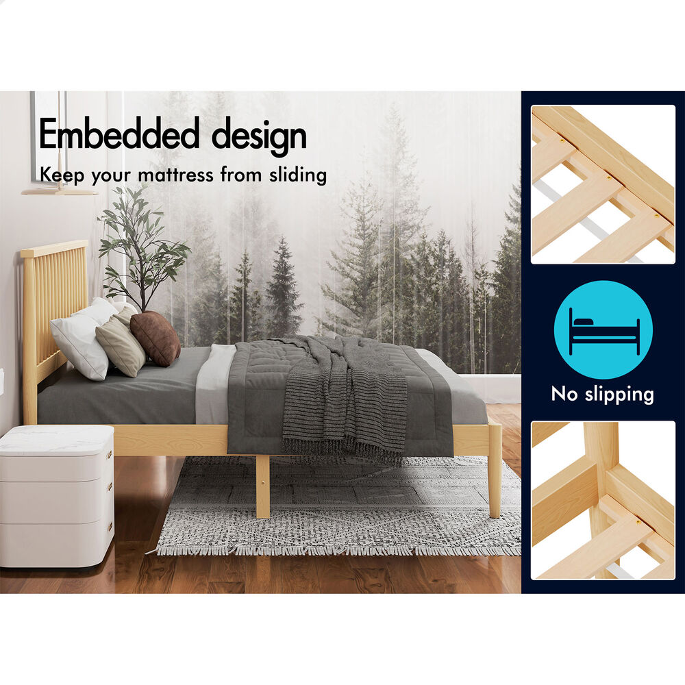 ALFORDSON Bed Frame Wooden Queen Size Timber Base Foundation Oak CAELUS