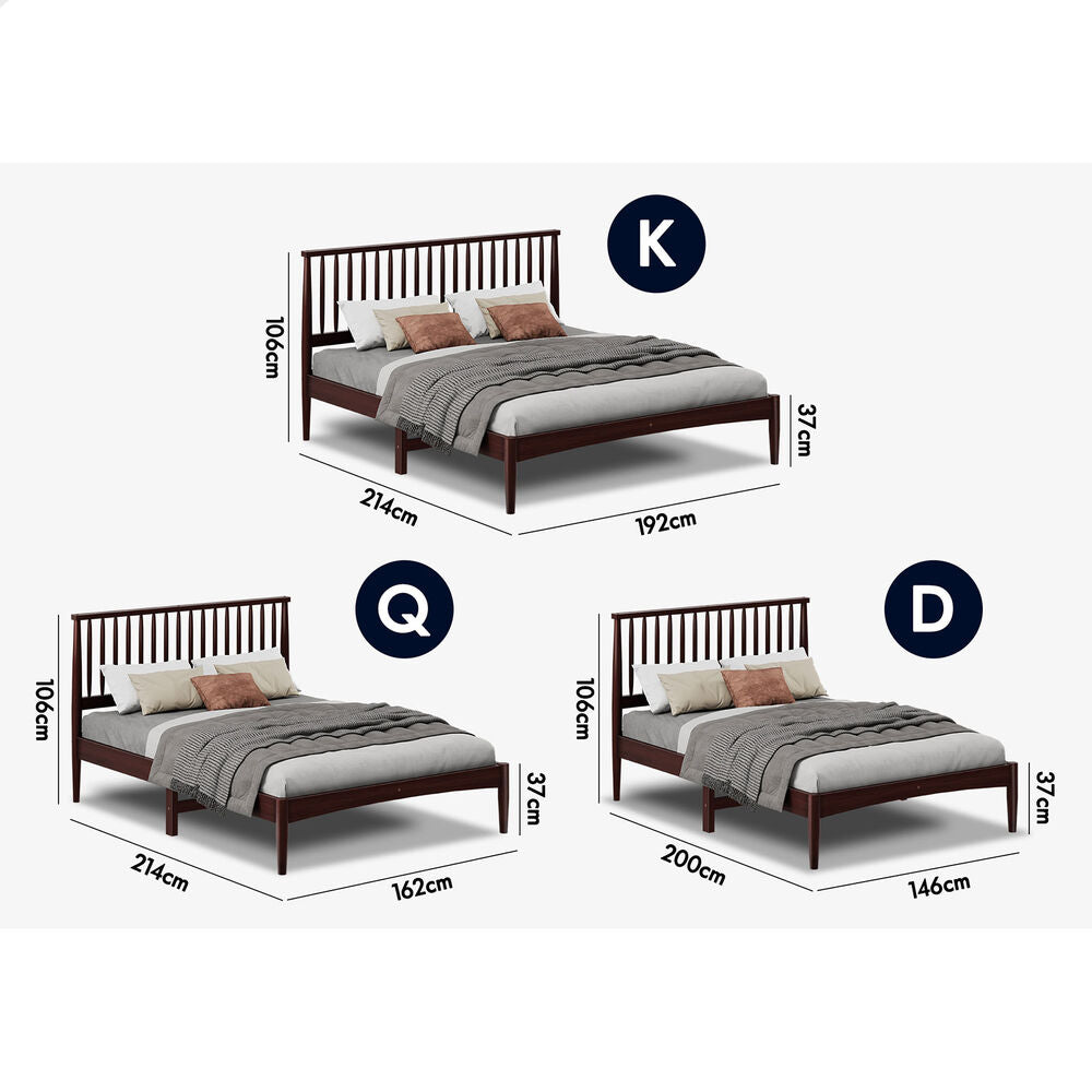 ALFORDSON Bed Frame Wooden Queen Size Timber Base Platform Walnut CAELUS