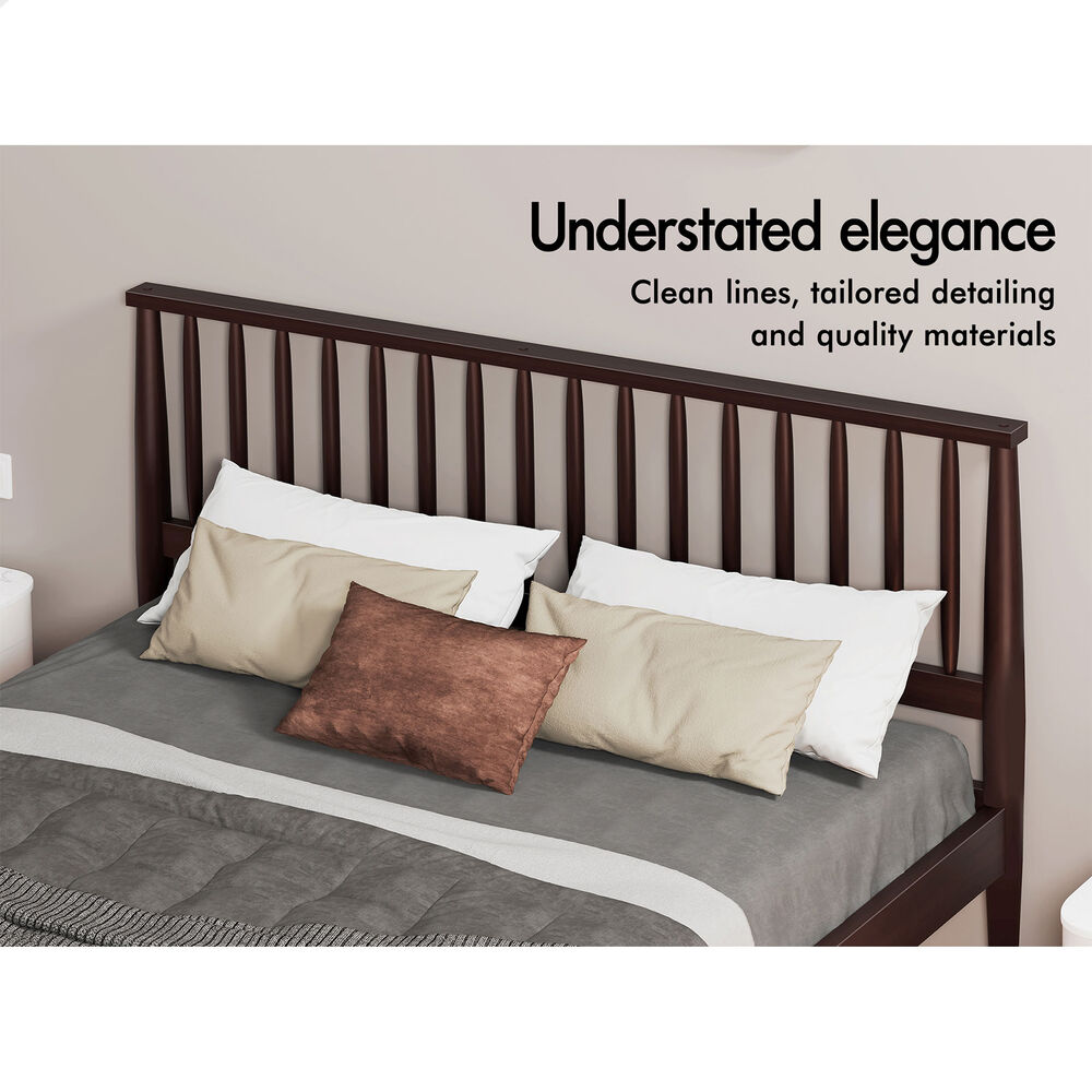 ALFORDSON Bed Frame Wooden Queen Size Timber Base Platform Walnut CAELUS