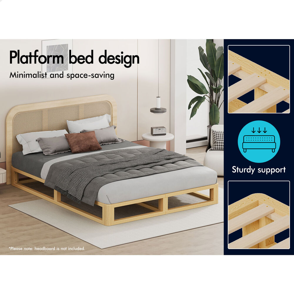 ALFORDSON Bed Frame Wooden Timber King Size Mattress Base Platform Oak JACOB