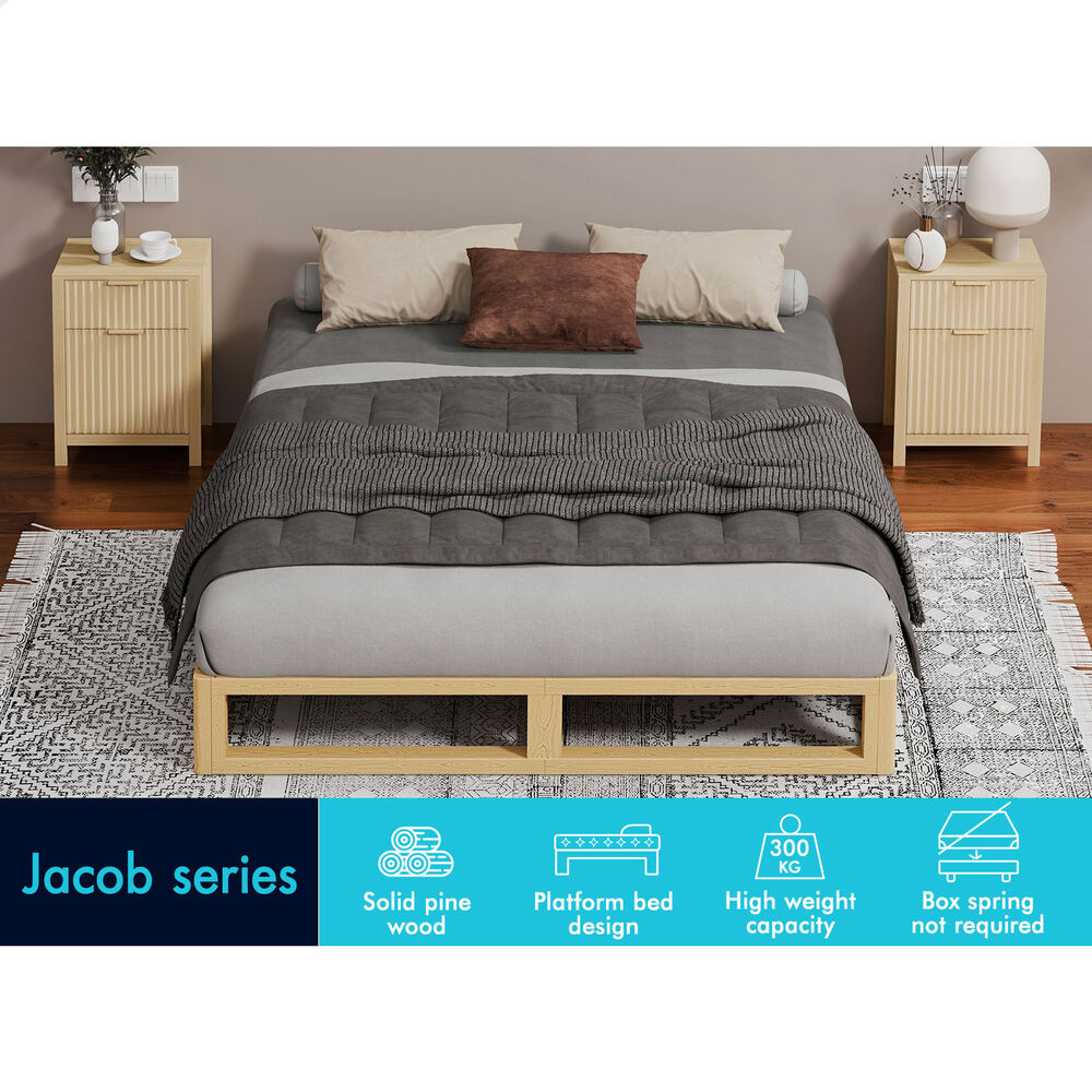 ALFORDSON Bed Frame Wooden Timber King Size Mattress Base Platform Oak JACOB