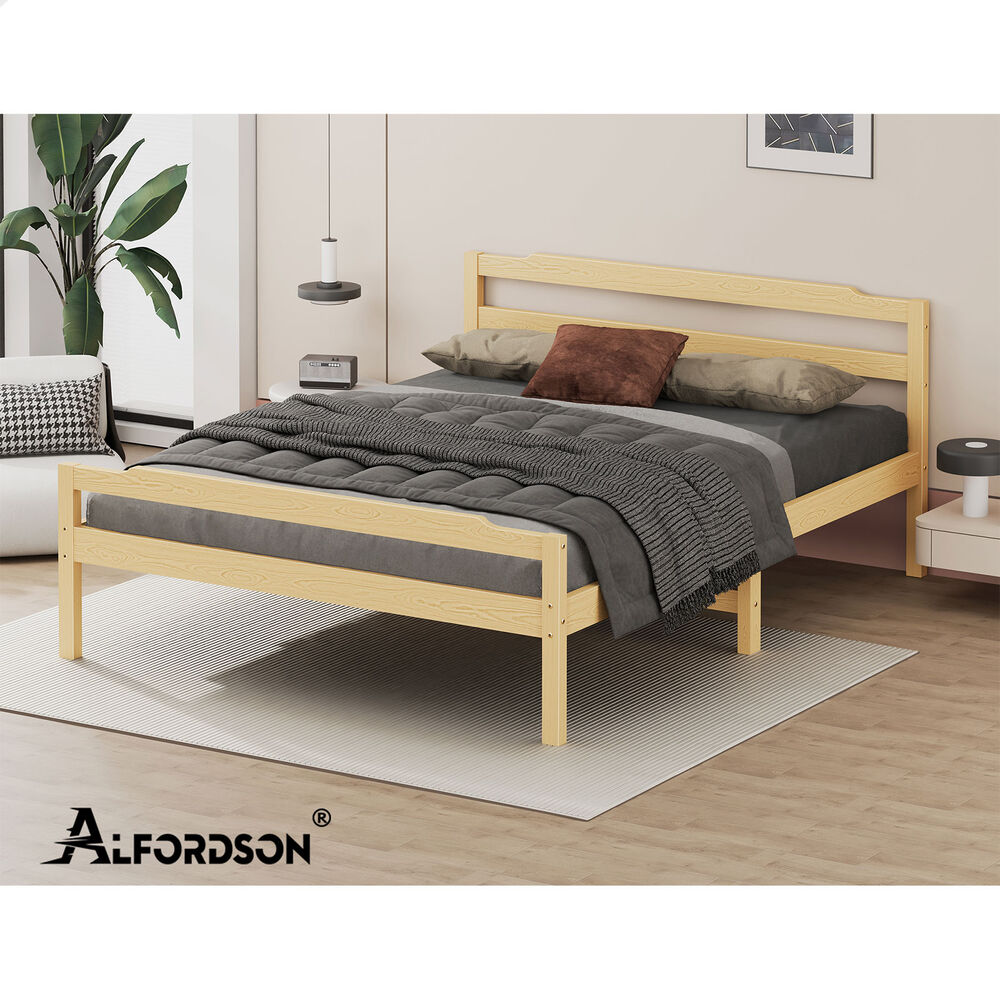 ALFORDSON Bed Frame Wooden Double Size Mattress Base Platform Timber Oak DUBEM