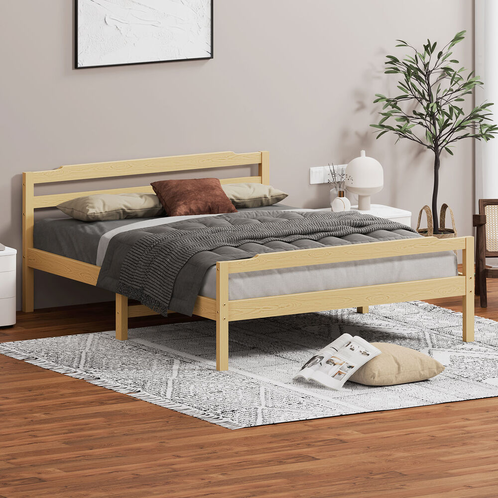 ALFORDSON Bed Frame Wooden King Size Mattress Base Platform Timber Oak DUBEM