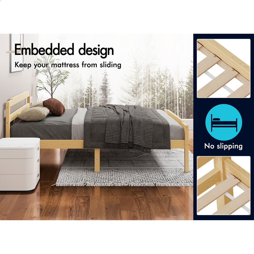 ALFORDSON Bed Frame Wooden King Size Mattress Base Platform Timber Oak DUBEM