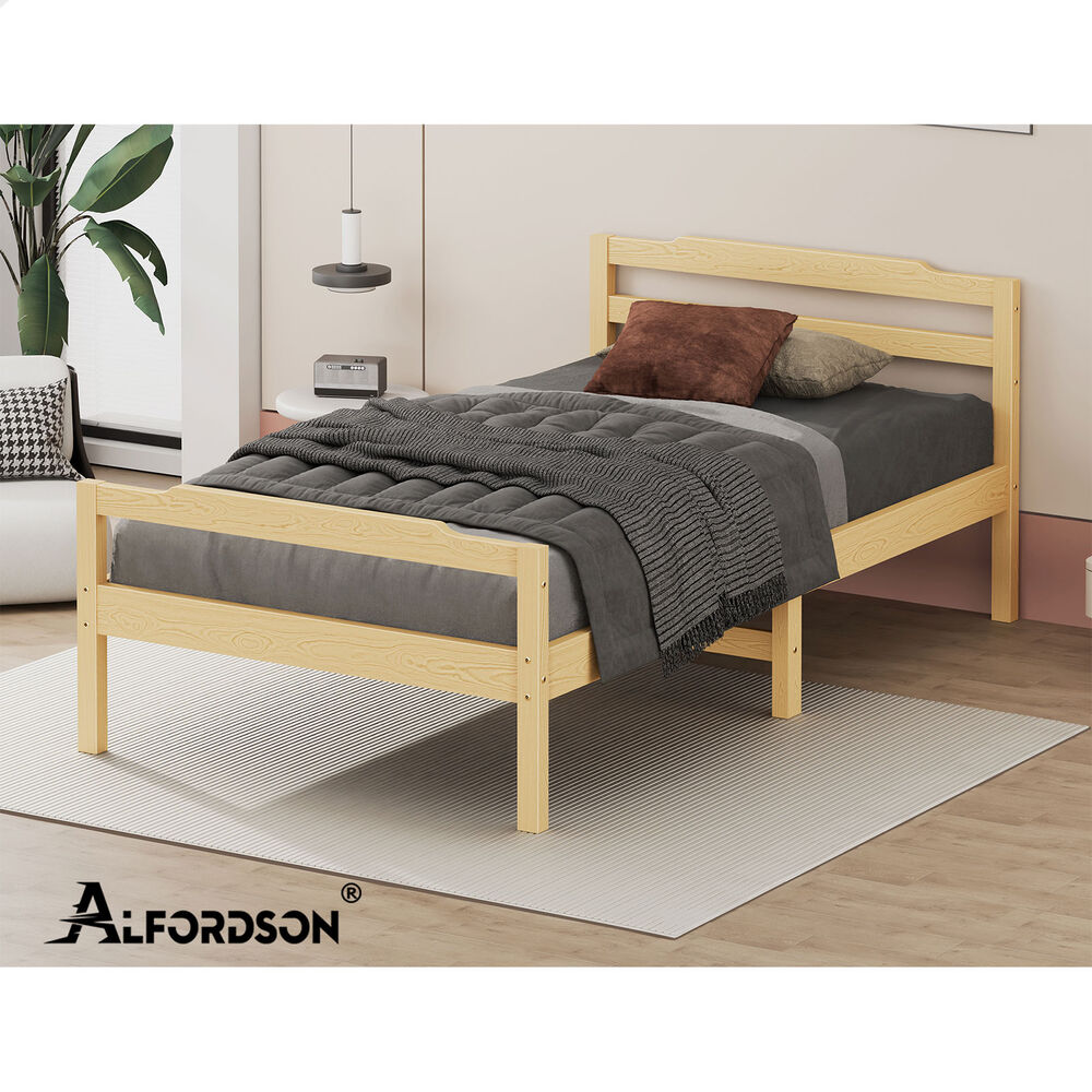 ALFORDSON Bed Frame Wooden King Single Mattress Base Platform Timber Oak DUBEM