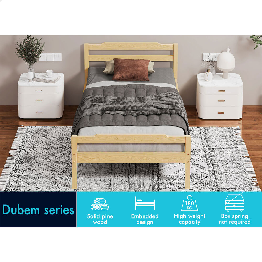 ALFORDSON Bed Frame Wooden King Single Mattress Base Platform Timber Oak DUBEM