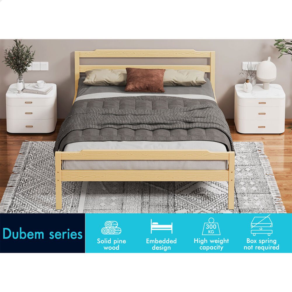 ALFORDSON Bed Frame Wooden Queen Size Mattress Base Platform Timber Oak DUBEM