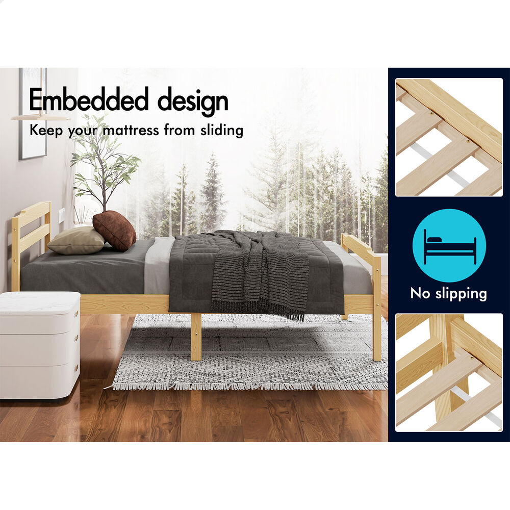 ALFORDSON Bed Frame Wooden Single Size Mattress Base Platform Timber Oak DUBEM