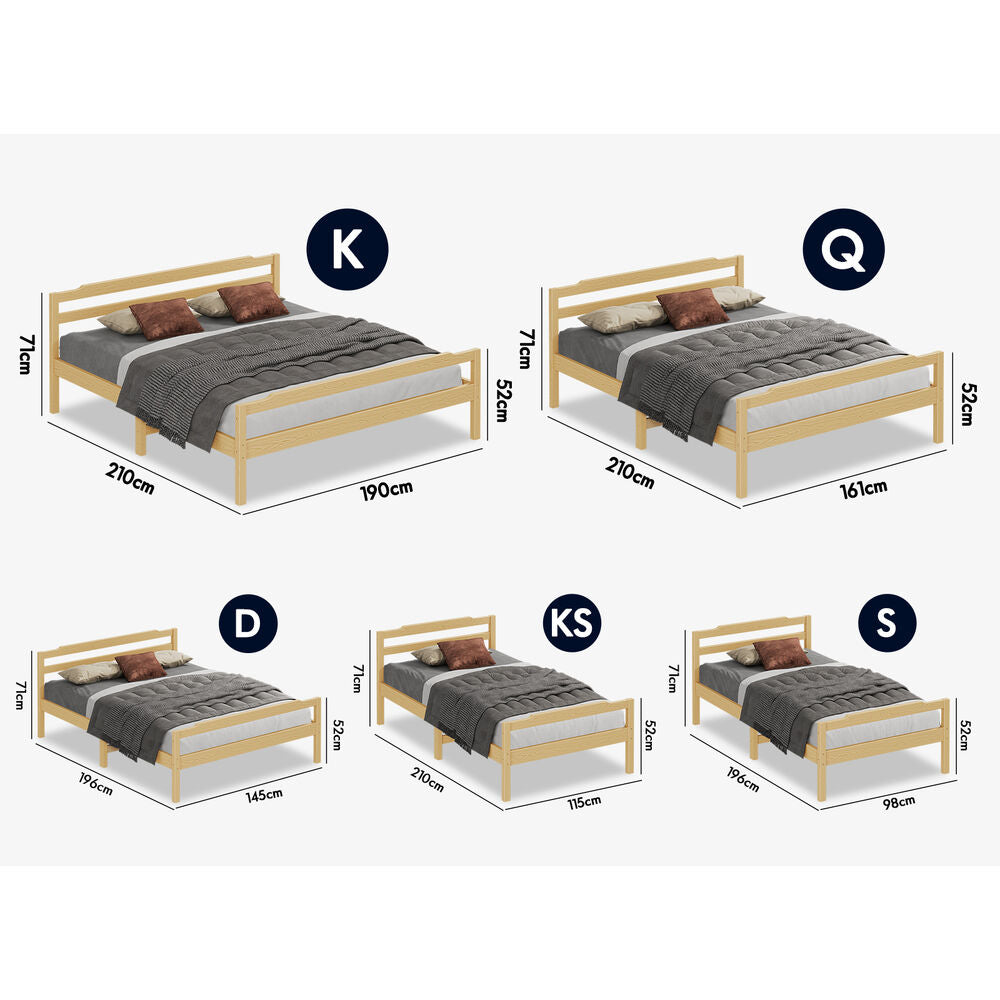 ALFORDSON Bed Frame Wooden Single Size Mattress Base Platform Timber Oak DUBEM