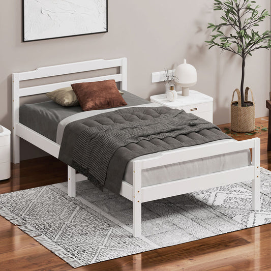 ALFORDSON Bed Frame Wooden Single Size Mattress Base Platform Timber White DUBEM