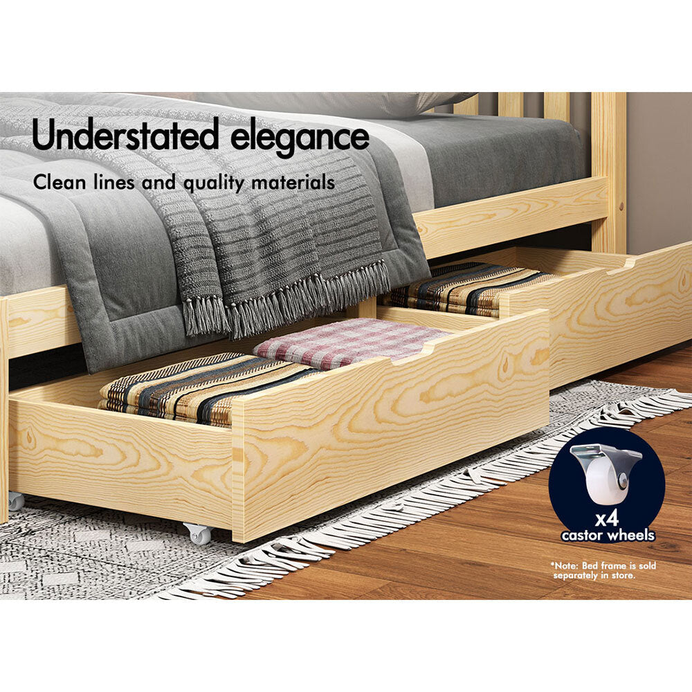 ALFORDSON 2x Storage Drawers Trundle for Wooden Bed Frame Base Timber Oak