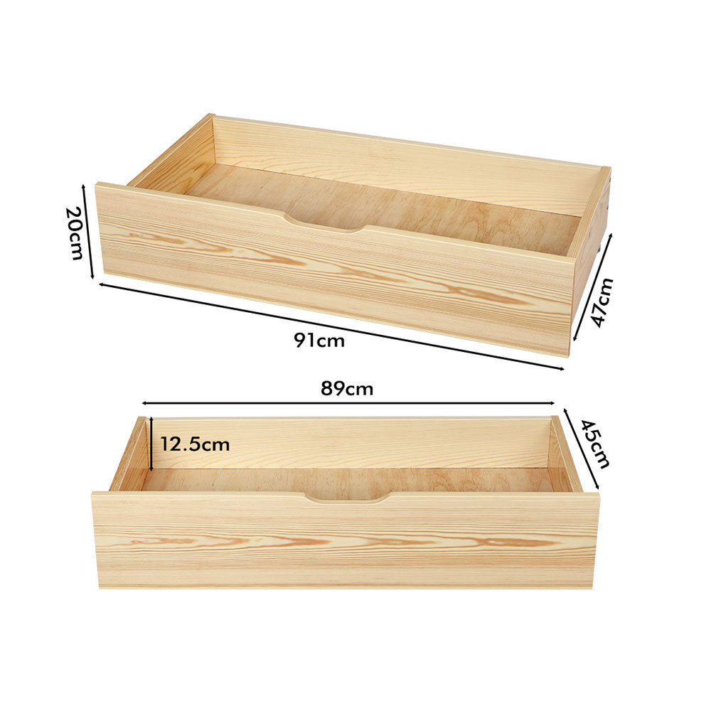 ALFORDSON 2x Storage Drawers Trundle for Wooden Bed Frame Base Timber Oak