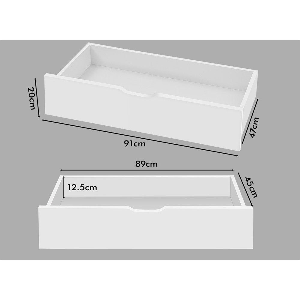 ALFORDSON 2x Storage Drawers Trundle for Wooden Bed Frame Base Timber White