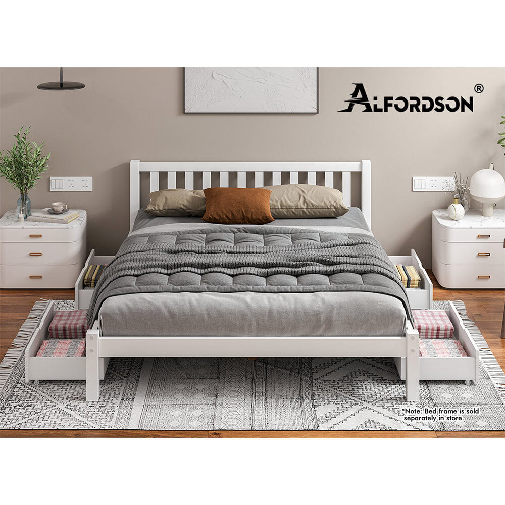 ALFORDSON 2x Storage Drawers Trundle for Wooden Bed Frame Base Timber White
