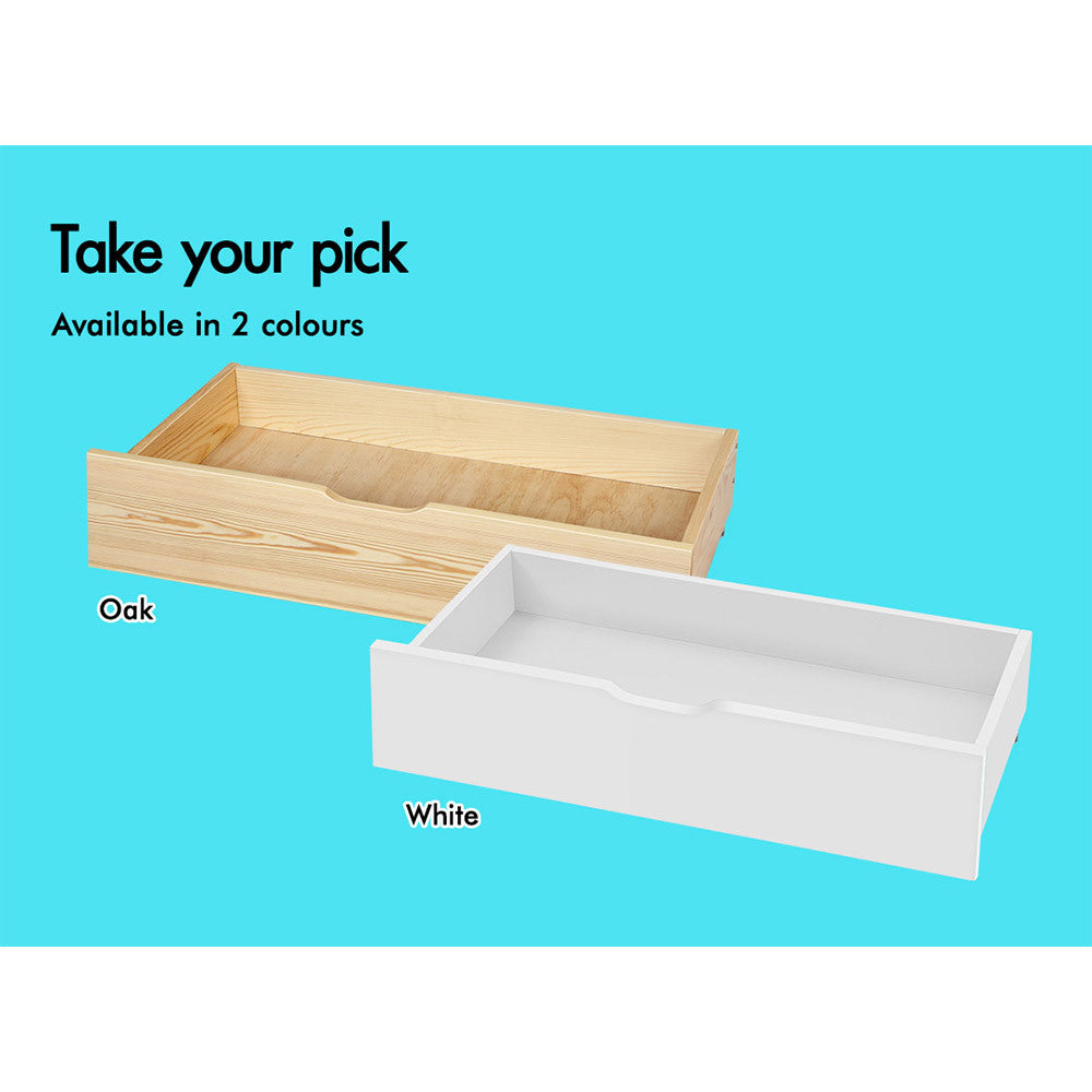 ALFORDSON 2x Storage Drawers Trundle for Wooden Bed Frame Base Timber White