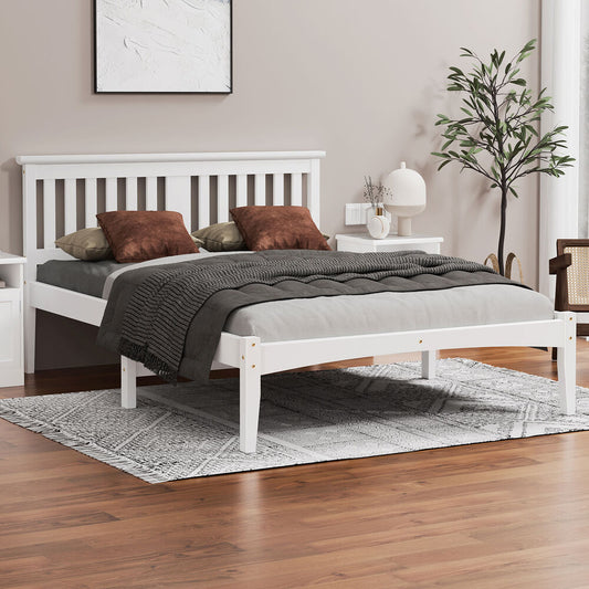 ALFORDSON Bed Frame Wooden Timber Double Size Mattress Base Platform White ELGIN