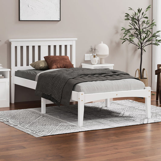 ALFORDSON Bed Frame Wooden Timber Single Size Mattress Base Platform White ELGIN