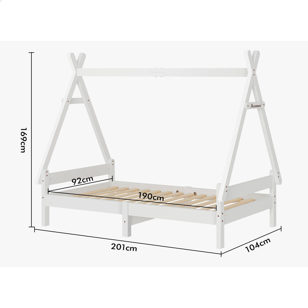 ALFORDSON Kids Bed Frame Wooden Timber Single House Frame Platform Base ESTELLE