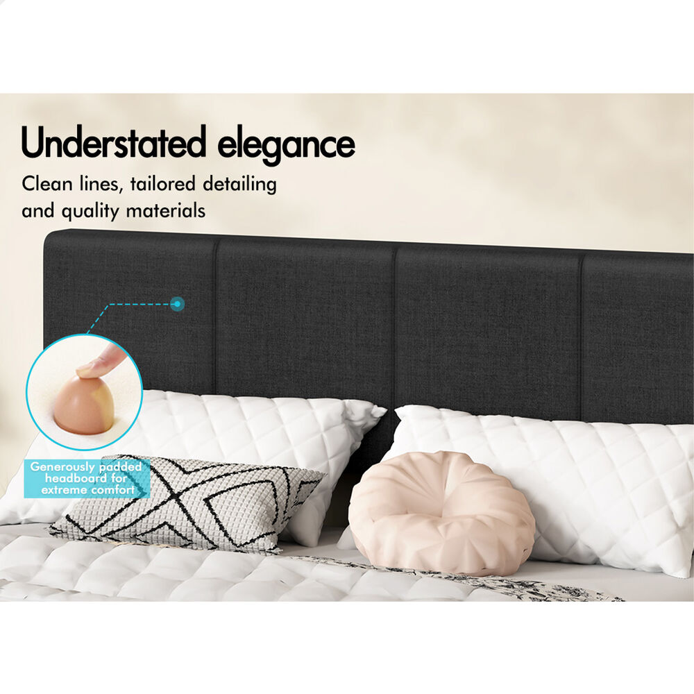 ALFORDSON Bed Frame Double Gas Lift Storage Adjustable Headboard Charcoal LURIA