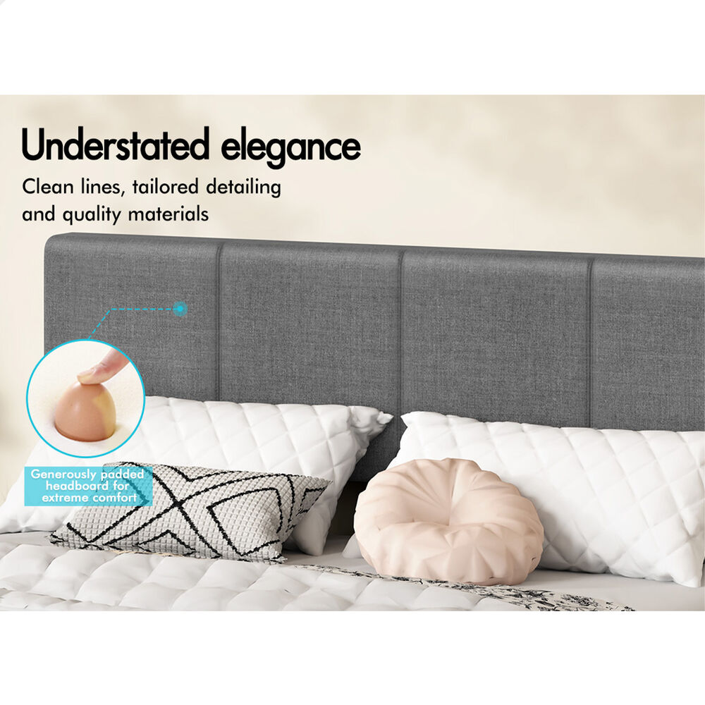 ALFORDSON Bed Frame Double Gas Lift Storage Adjustable Headboard Grey LURIA