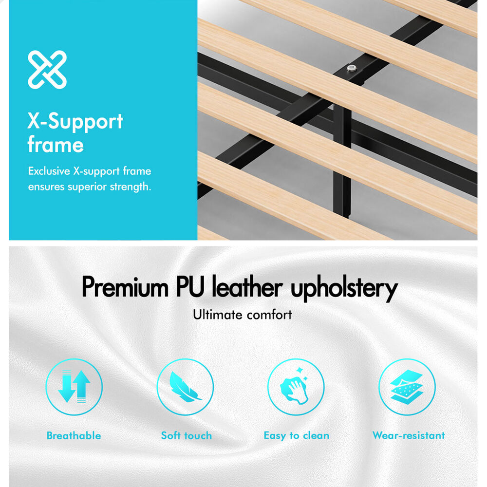 ALFORDSON Bed Frame Double Gas Lift Storage Adjustable Headboard White LURIA